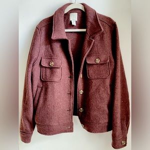 Joie mulberry purple brown nubby boxy jacket shacket size large